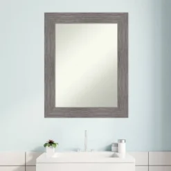 24" X 30" Non-Beveled Pinstripe Plank Gray Bathroom Wall Mirror - Amanti Art -Decor Haven Shop GUEST 9fccab81 a94a 46e0 b238 fdde47a6b52e