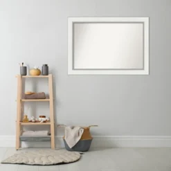 42" X 30" Non-Beveled Eva Bathroom Wall Mirror White - Amanti Art -Decor Haven Shop GUEST a04d949c baf4 4de0 9573 29e66d1684d1