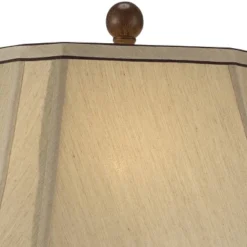 Regency Hill Traditional Table Lamp 28.5" Tall Carved Two Tone Brown Urn Shaped Beige Fabric Shade For Living Room Family Bedroom Bedside -Decor Haven Shop GUEST a0a809c1 dc95 410c b927 6c088ec6dc5a