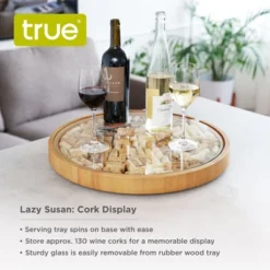 True Wine Cork Collector Lazy Susan Turntable, Wooden And Glass Storage For 130 Corks, Tabletop Or Countertop Organization, Set Of 1 -Decor Haven Shop GUEST a0b9f21e 2131 48aa b3c6 62a3978b40c8