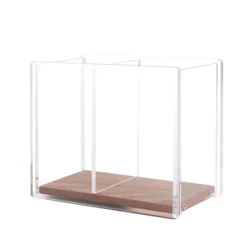 ZODACA Divided Clear Acrylic Wood Base Pen Holder -Decor Haven Shop GUEST a11d83bf 1bf6 4e86 8055 5d98ca49859d