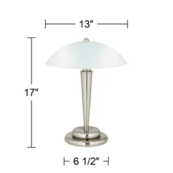 360 Lighting Deco Modern Accent Table Lamps 17" High Set Of 2 Brushed Steel Touch On Off White Glass Dome Shade For Bedroom Bedside Nightstand Office -Decor Haven Shop GUEST a14d70b2 4bc8 4819 97eb c87ec392f7f2