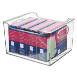 MDesign Large Plastic Home Office Desk Storage Organizer Bin, 4 Pack - Clear -Decor Haven Shop GUEST a1ee34d2 5491 46e3 9744 500918e23a81