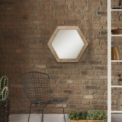 23.8" X 20.7" Wooden Hexagon Wall Mirror Brown - Stonebriar Collection -Decor Haven Shop GUEST a1f0ced1 c768 4202 b8bf 797db5dac0b2