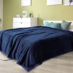 1 Pc Queen Microfiber Flannel Fleece Bed Blankets Navy Blue - PiccoCasa -Decor Haven Shop GUEST a20659b8 805e 4e6a b9b5 de5a6477ea85