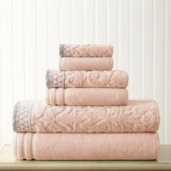 Modern Threads Damask Jacquard 6 Piece Towel Set With Embellished Border. -Decor Haven Shop GUEST a280b6d4 c870 4d43 9cb1 c30b0c8fea29