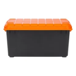 IRIS 3pk 82 Qt Store-it-All Container Black With Orange Lids And Buckles -Decor Haven Shop GUEST a302d2ca a7e7 4ab0 b571 cf8c254ecce7