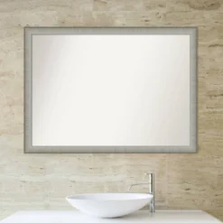 41" X 30" Non-Beveled Elegant Narrow Bathroom Wall Mirror Brushed Pewter - Amanti Art -Decor Haven Shop GUEST a323de5d 2af7 44c5 a3d4 623041c4b27a