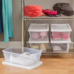 Sterilite 6 Quart Clear Plastic Stacking Storage Container Tote With White Lid For Garage, Kitchen, And Closet Organization -Decor Haven Shop GUEST a5953c06 a467 454c a748 ad16203f01f2