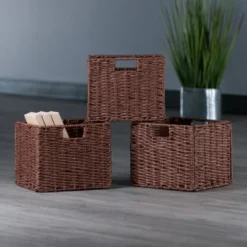 3pc Tessa Woven Rope 3 Small Basket Set Walnut - Winsome -Decor Haven Shop GUEST a66c3676 dad2 4859 94a9 84944a26e0b6