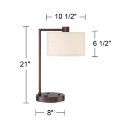 360 Lighting Colby Modern Desk Lamp 21" High Bronze With USB And AC Power Outlet In Base White Linen Drum Shade For Bedroom Living Room Office Family -Decor Haven Shop GUEST a739b621 59c5 4618 a8ae 0d17dff00dc4