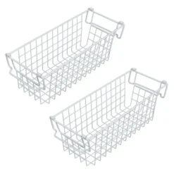 Set Of 2 Storage Bins - Basket Set For Toy, Kitchen, Bathroom, And Closet Storage - Small Shelf Organizers With Handles By Home-Complete (White) -Decor Haven Shop GUEST aa08b5d7 a786 4e4a b0db 8e468aeb0d33