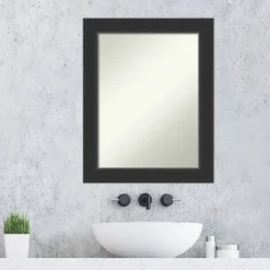 23" X 29" Non-Beveled Corvino Wood Bathroom Wall Mirror Black - Amanti Art -Decor Haven Shop GUEST ab0eb10c dfad 4e20 accb 2acf15e29b56