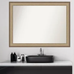 43" X 32" Non-Beveled Elegant Bathroom Wall Mirror Brushed Bronze - Amanti Art -Decor Haven Shop GUEST abe0396c 8eff 4018 a34a d269220e361a