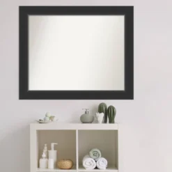 33" X 27" Non-Beveled Corvino Wood Bathroom Wall Mirror Black - Amanti Art -Decor Haven Shop GUEST acae9c51 acb4 4a87 9c93 7696c9e02ee3