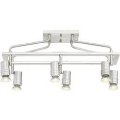 Pro Track Sven 6-Head LED Ceiling Track Light Fixture Kit Spot Light GU10 Silver Brushed Nickel Finish Metal Modern Cage Kitchen Bathroom 22" Wide -Decor Haven Shop GUEST ad62a796 2265 4a09 bac9 822cf11623c5