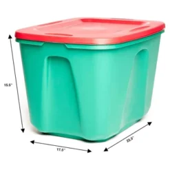 HOMZ 6618MXDC.04 18 Gallon Stackable And Nestable Heavy Duty Plastic Holiday Storage Container With 4 Way Handles, Green/Red, (4 Pack) -Decor Haven Shop GUEST ae0e342d cad4 4428 b247 e1ded0a3311f