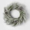 28" Pre-lit Battery Operated LED Flocked Long Needle Artificial Christmas Wreath Warm White Lights - Wondershop™ -Decor Haven Shop GUEST ae25e478 490f 40d3 9ba4 37686150ffc3