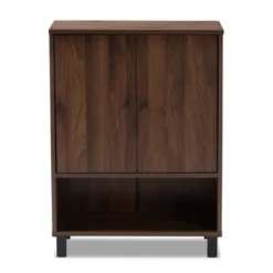 Rossin Walnut Finished 2 Door Wood Entryway Shoe Storage Cabinet Brown - Baxton Studio -Decor Haven Shop GUEST ae33e992 828c 46e1 a199 41b07b06bfcf