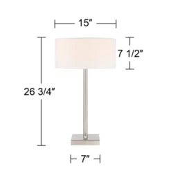 360 Lighting Andre 26 3/4" Tall Mid Century Modern Table Lamps Set Of 2 USB Port AC Power Outlet Silver Finish Metal White Shade Living Room Charging -Decor Haven Shop GUEST aecb2008 6584 4164 ae28 bc2c92085d85