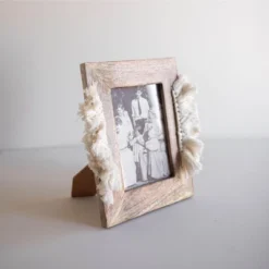 5x7 Inches White Wood, Cotton & Glass Photo Frame - Foreside Home & Garden -Decor Haven Shop GUEST af9259c6 d6fe 4673 8a29 7ea83630215b