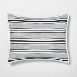 Textured Stripe Pillow Sham Dark Gray/Cream - Hearth & Hand™ With Magnolia -Decor Haven Shop GUEST b0608181 3b6d 4688 8af4 76eb9e213a88