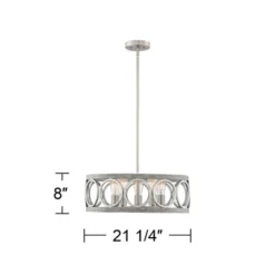 Franklin Iron Works Salima Brushed Nickel Gray Pendant Chandelier 21 1/4" Wide Farmhouse Rustic LED 5-Light Fixture For Dining Room Kitchen Island -Decor Haven Shop GUEST b096375e fadd 4075 b4af 76c329272c4a