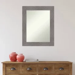 24" X 30" Non-Beveled Pinstripe Plank Gray Bathroom Wall Mirror - Amanti Art -Decor Haven Shop GUEST b0a698f2 0cde 4979 8602 06fdbf841235