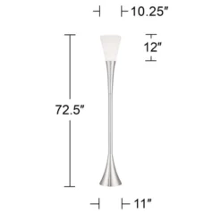 Possini Euro Design Piazza Modern Torchiere Floor Lamp 72 1/2" Tall Brushed Nickel Metal Frosted White Glass Shade For Living Room Bedroom Office Home -Decor Haven Shop GUEST b0bb1c55 87f2 48b0 8824 8d3003b83b64