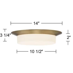 Possini Euro Design Melber Modern Ceiling Light Flush Mount Fixture 14" Wide Warm Brass Gold 3-Light Opal White Glass Shade For Bedroom Living Room -Decor Haven Shop GUEST b285aa94 b8ac 4620 8846 61d63a9bf1a8