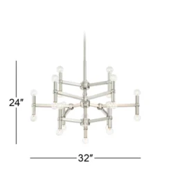 Possini Euro Design Marya Brushed Nickel Chandelier 32" Wide Modern 24-Light Fixture For Dining Room House Foyer Kitchen Island Entryway Bedroom Home -Decor Haven Shop GUEST b2adf0f2 31db 48d6 a357 054405825ecb