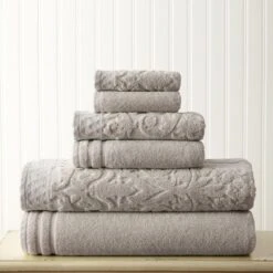 Modern Threads Damask Jacquard 6 Piece Towel Set With Embellished Border. -Decor Haven Shop GUEST b30b4841 1ce2 4798 ad37 59c6dd2195e2