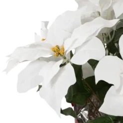 Northlight 14.5" White Artificial Christmas Poinsettia With Red Wrapped Base -Decor Haven Shop GUEST b30c5383 87ee 4b8b 988f e99ff5d1cd87