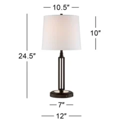 Franklin Iron Works Javier Industrial Table Lamp 24 1/2" High Bronze With USB Charging Port White Drum Shade For Bedroom Living Room Bedside Home Desk -Decor Haven Shop GUEST b385ec22 cbf7 48b3 b323 670c2ff407ce