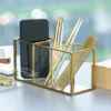 Gold Makeup Brush And Pencil Holder, Vintage Handmade Brass & Glass Cosmetic Pen Storage For Vanity, Countertop, Desk Organizer -Decor Haven Shop GUEST b3ee6c11 7126 47b9 925e d15239cb3375