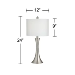 360 Lighting Gerson Modern Table Lamps 24" High Set Of 2 Brushed Nickel With Dimmers LED White Drum Shade For Bedroom Living Room Bedside Nightstand -Decor Haven Shop GUEST b5a78088 1d71 4af2 a2b5 8216969fd85b