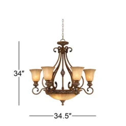 Kathy Ireland Sterling Estate Golden Bronze Chandelier 34 1/2" Wide Rustic Champagne Bowl Shade 9-Light Fixture For Dining Room House Kitchen Island -Decor Haven Shop GUEST b5a9bcfd f107 442a 909e 75e4252e03ce