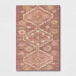 Southbury Washable Printed Diamond Persian Style Rug Rust - Threshold™ -Decor Haven Shop GUEST b5d6df13 0c44 4a2b b43b 41b2a9d69bf7