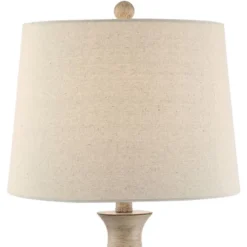 Regency Hill Serena Country Cottage Table Lamps 27 1/2" Tall Set Of 2 Beige Gray Oatmeal Fabric Drum Shade For Bedroom Living Room Bedside Nightstand -Decor Haven Shop GUEST b6a4786d b6ea 4ecc 83c4 ed98692b62a6