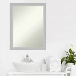 21" X 27" Non-Beveled Low Luster Wood Bathroom Wall Mirror Silver - Amanti Art -Decor Haven Shop GUEST b706616c cd90 48fa a394 e1e0694a2497