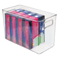 MDesign Plastic Office Storage Organizer Bin With Handles, 4 Pack, Clear -Decor Haven Shop GUEST b70e63d6 d75e 447a 860f dfc9d8541963