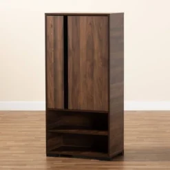 Raina Two-Tone Wood 2 Door Shoe Storage Cabinet Walnut Brown/Black - Baxton Studio -Decor Haven Shop GUEST b726f53c 13e6 4131 828e 50e1dbd03453