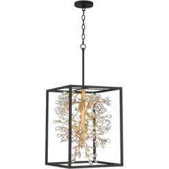 Possini Euro Design Carrine Black Gold Pendant Chandelier 15 1/4" Wide Modern Clear Crystal 4-Light Fixture For Dining Room House Foyer Kitchen Island -Decor Haven Shop GUEST b735d13c 1eec 4f19 9423 8a87f77cc1fd