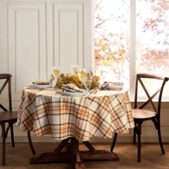 Russet Harvest Woven Plaid Tablecloth - Elrene Home Fashions -Decor Haven Shop GUEST b73cb9f1 e5ff 4177 9bba 5d6d2724eb39