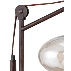 Franklin Iron Works Calyx Modern Industrial Desk Lamp 29" Tall Bronze Brown Cognac Glass Dome Shade For Bedroom Living Room Bedside Nightstand Office -Decor Haven Shop GUEST b7ed4982 708a 4397 a8d3 8ce5ba936caf