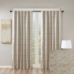 1pc 50"x95" Blackout Aurora Jacquard Curtain Panel Gray/Silver - SunSmart -Decor Haven Shop GUEST b83b8b04 86fa 426a b540 b18c14bf73f2