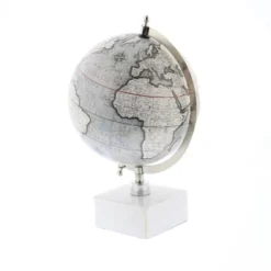 13" X 9" Contemporary Decorative Globe With Iron And Ceramic Stand White - Olivia & May -Decor Haven Shop GUEST b9042f16 75cc 456a ba8e cfd6172a1d43