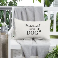 Sunbrella Indoor/Outdoor Reserved For The Dog Embroidered Lumbar Throw Pillow White/Black - Sorra Home -Decor Haven Shop GUEST b9afca07 5a73 4ffc a030 3fedd3963070