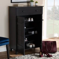 Shelf Wood Shoe Storage Cabinet With Drawer Glidden Finished Black - Baxton Studio -Decor Haven Shop GUEST b9ed2b58 d71e 4e88 a192 7330959dce19