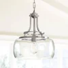 Franklin Iron Works Charleston Brushed Nickel Pendant 13 1/2" Wide Modern LED Clear Glass Shade For Dining Room House Foyer Kitchen Island Entryway -Decor Haven Shop GUEST ba5e1396 adc4 42da a2b7 4ce1edc742f5